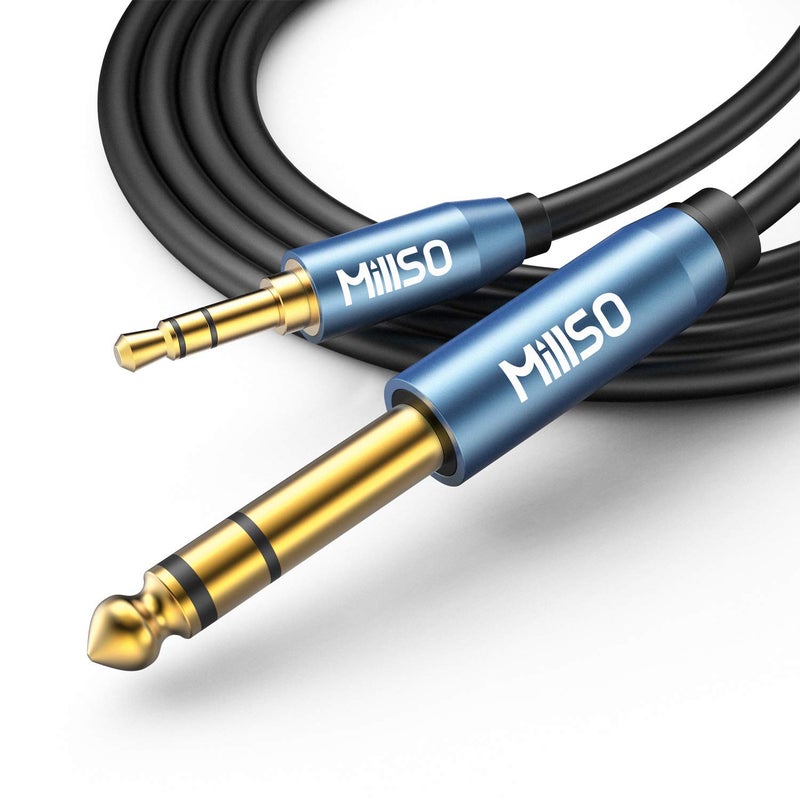MillSO 6.35mm Male 1/4 to 3.5mm Male 1/8 TRS Stereo Audio Cable (8 ft), Headphone Adapter 1/8 to 1/4 Adapter for Guitar, Piano, Amplifiers, Home Theater Devices, or Mixing Console - 8 Feet - Image 1